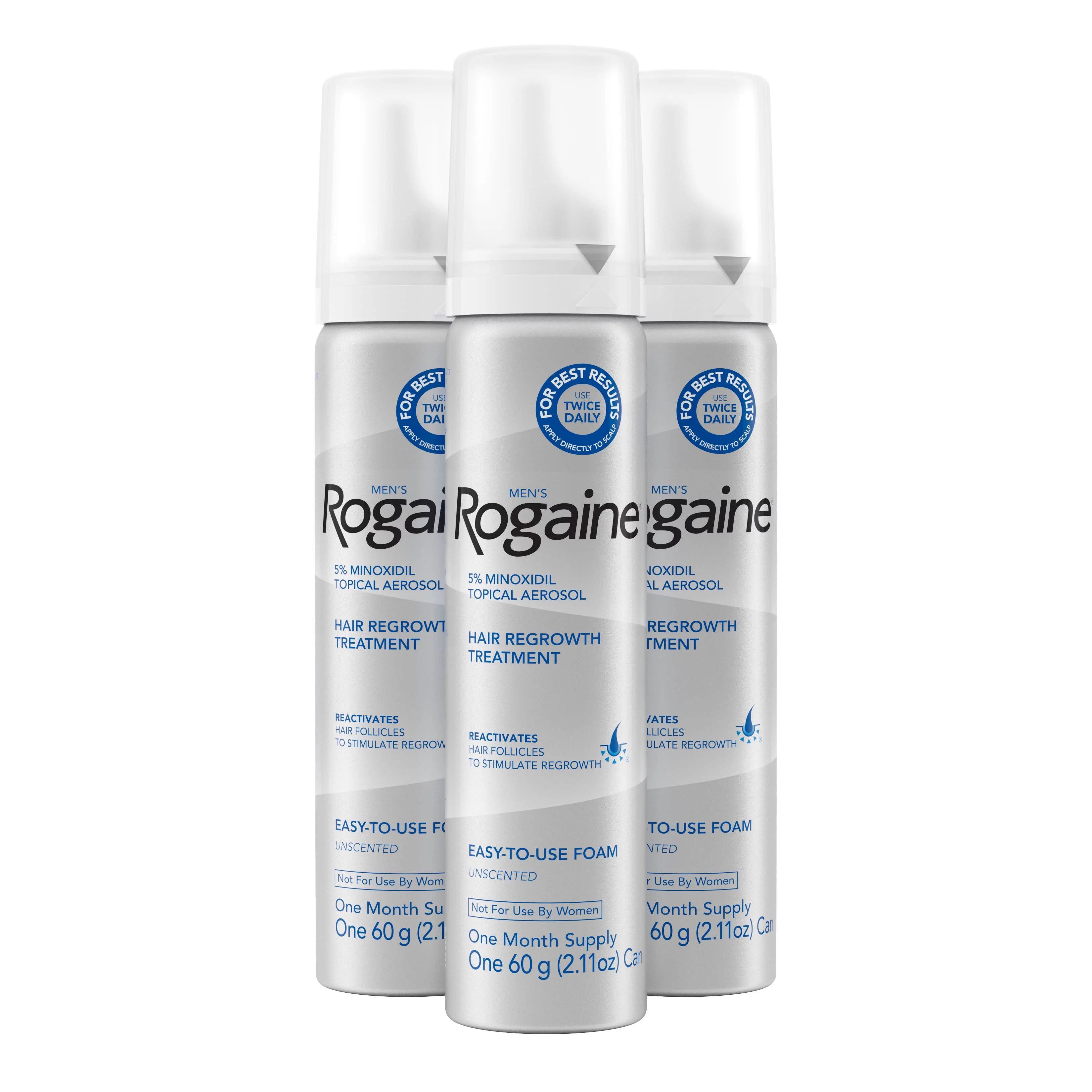 Men's Rogaine 5% Minoxidil Foam for Hair Regrowth, 3-month Supply | Walmart (US)
