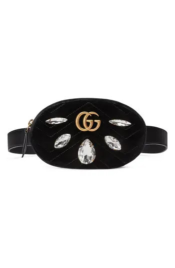 Gucci Marmont 2.0 Crystal & Velvet Belt Bag - | Nordstrom