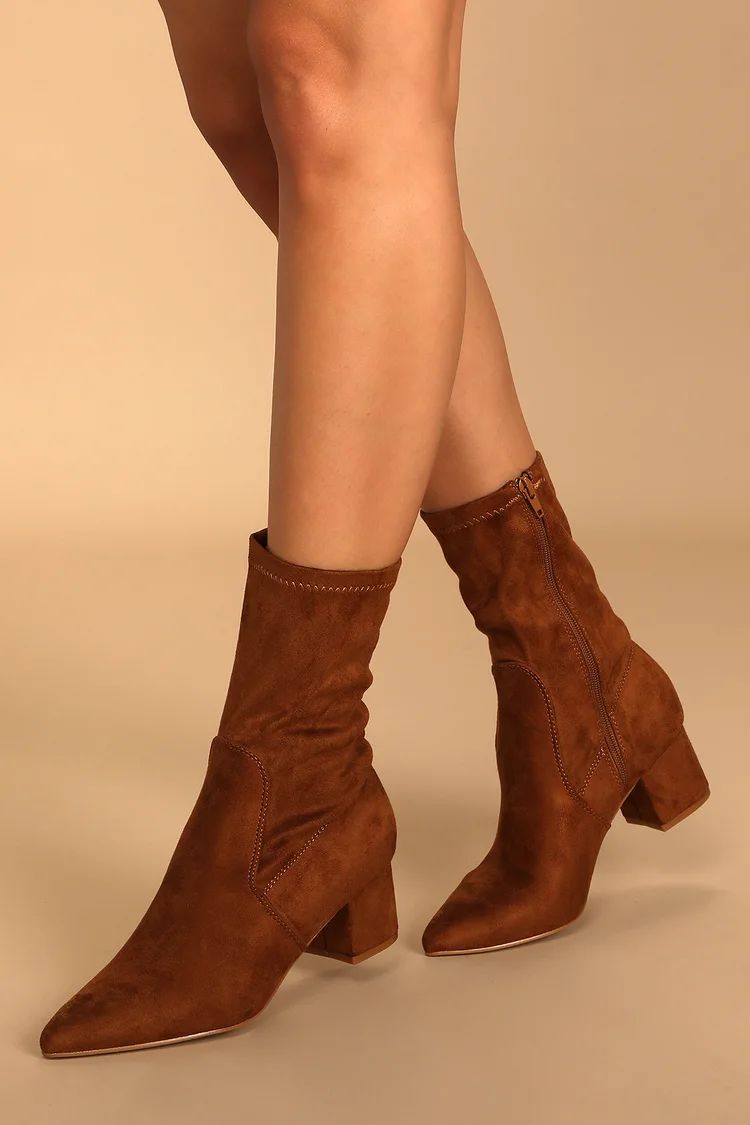 Dwyla Tan Suede Pointed-Toe Sock Boots | Lulus (US)