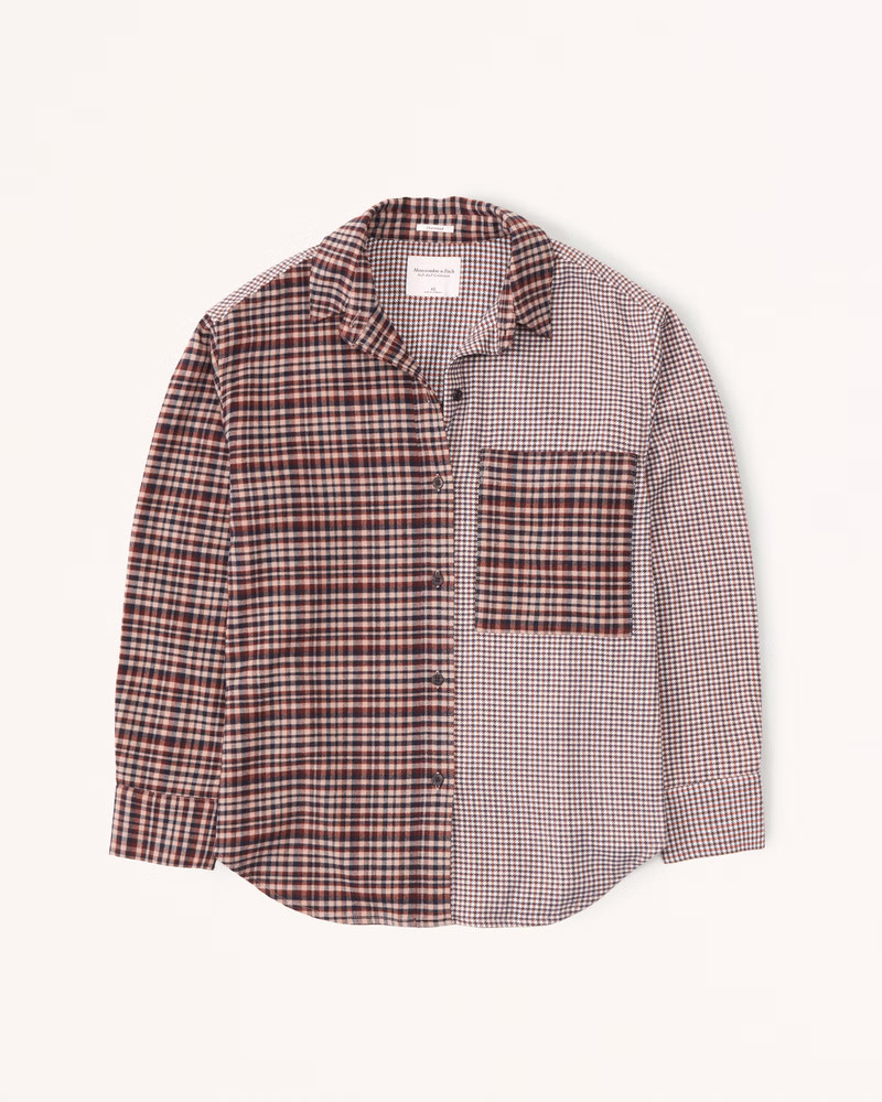 Oversized Colorblock Flannel Shirt Jacket | Abercrombie & Fitch (US)