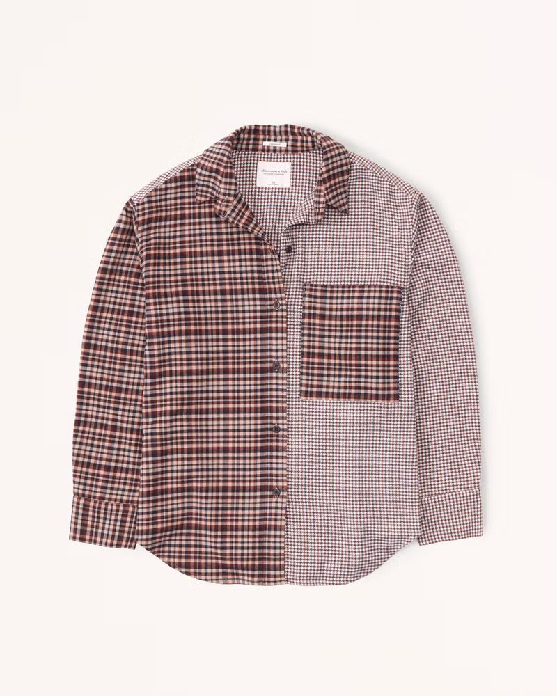 Oversized Colorblock Flannel Shirt Jacket | Abercrombie & Fitch (US)