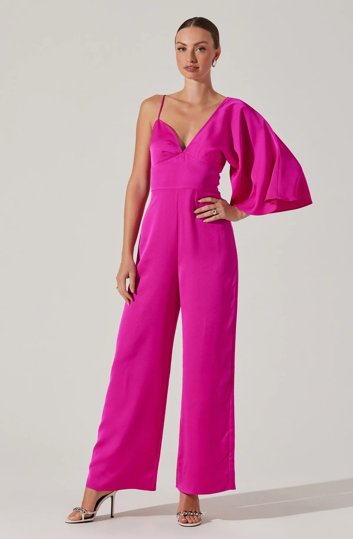 One Shoulder Satin Jumpsuit | ASTR The Label (US)