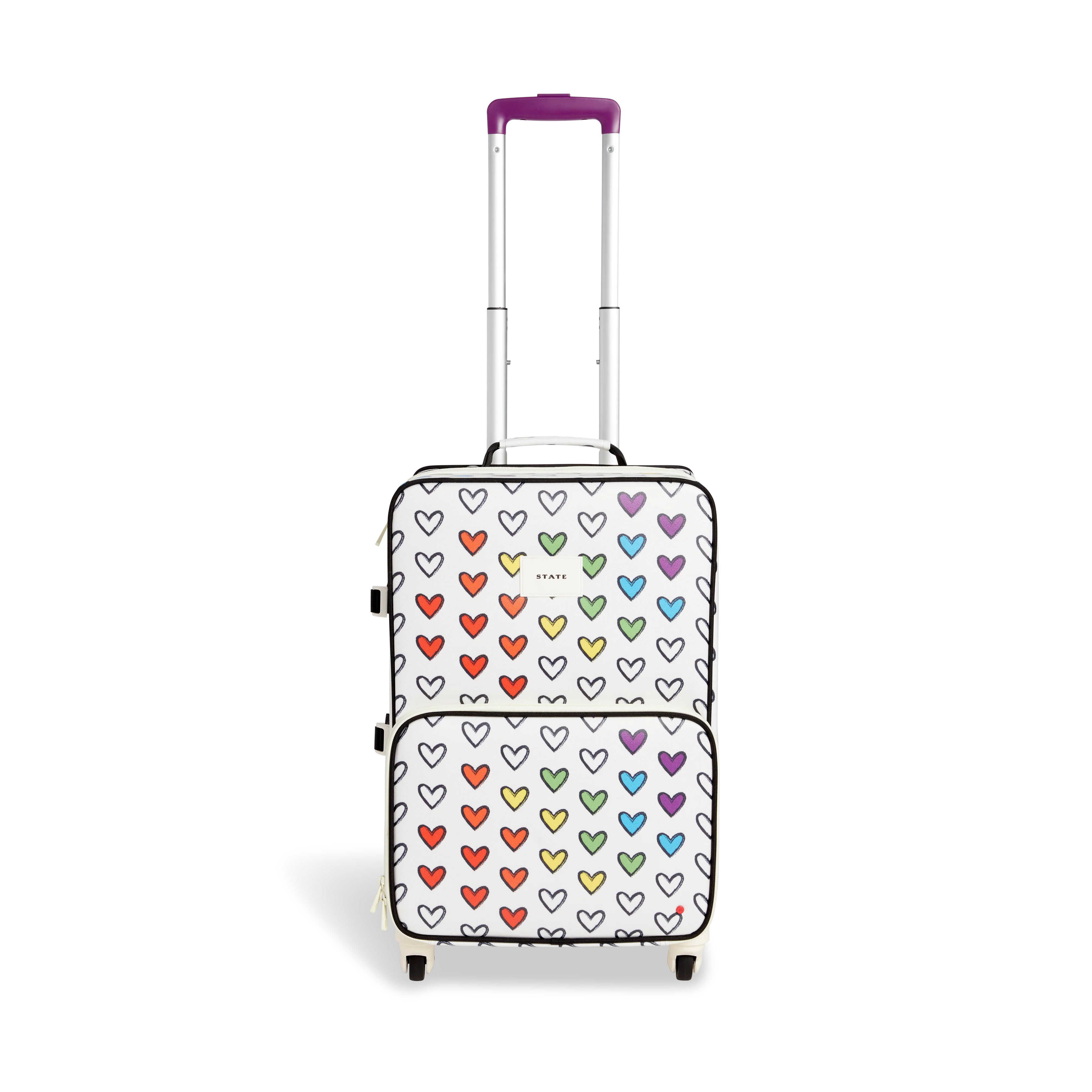 STATE Bags | Logan Suitcase Recycled Polyester Canvas Rainbow Hearts | STATE Bags