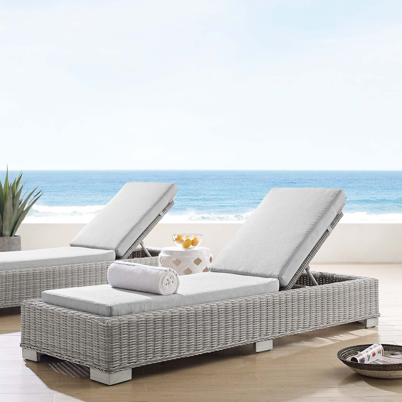 Conway SunbrellaOutdoor Patio Wicker Rattan Chaise Lounge-EEI-3978 | Walmart (US)