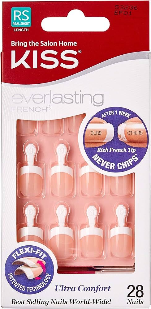 Kiss Everlasting French Nail Manicure, Chip-Free with Flexi-Fit Technology, Real Short, Endless",... | Amazon (US)