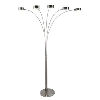 Strick & Bolton Charlie Modern Arched 88-inch Brushed Steel 5-light Floor Lamp (Silver - Nickel) | Bed Bath & Beyond