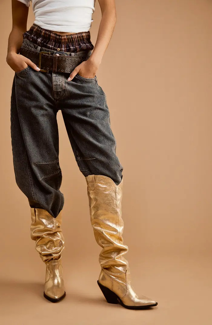 Free People Triple Crown Knee High Boot in Caramel Cafe Suede at Nordstrom, Size 10 | Nordstrom