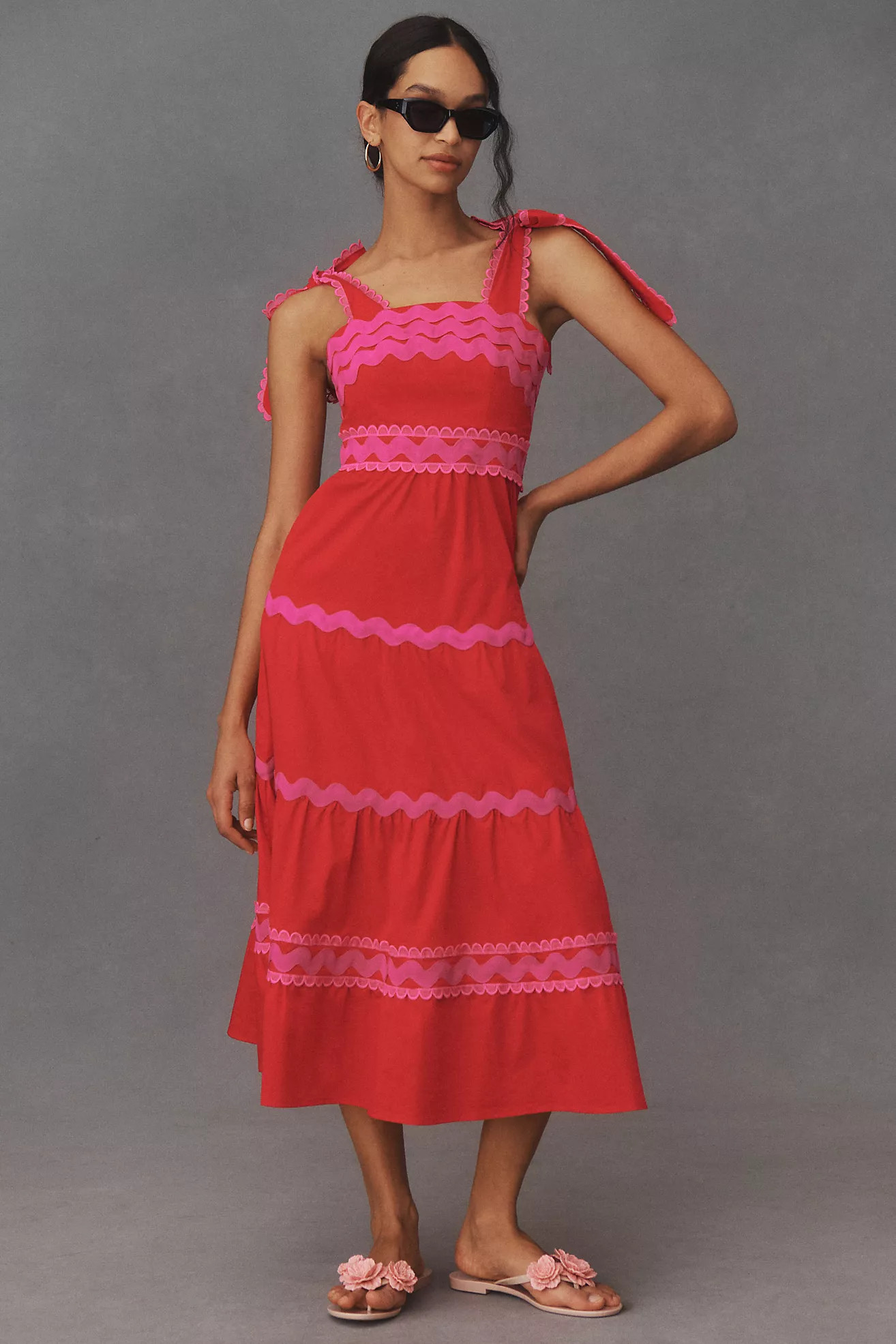 Celia B Jade Embroidered Square-Neck A-Line Dress | Anthropologie (US)