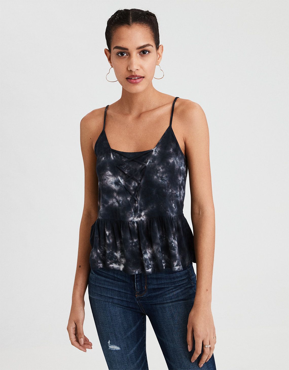 AE Soft & Sexy Lace-Up Peplum Tank | American Eagle Outfitters (US & CA)