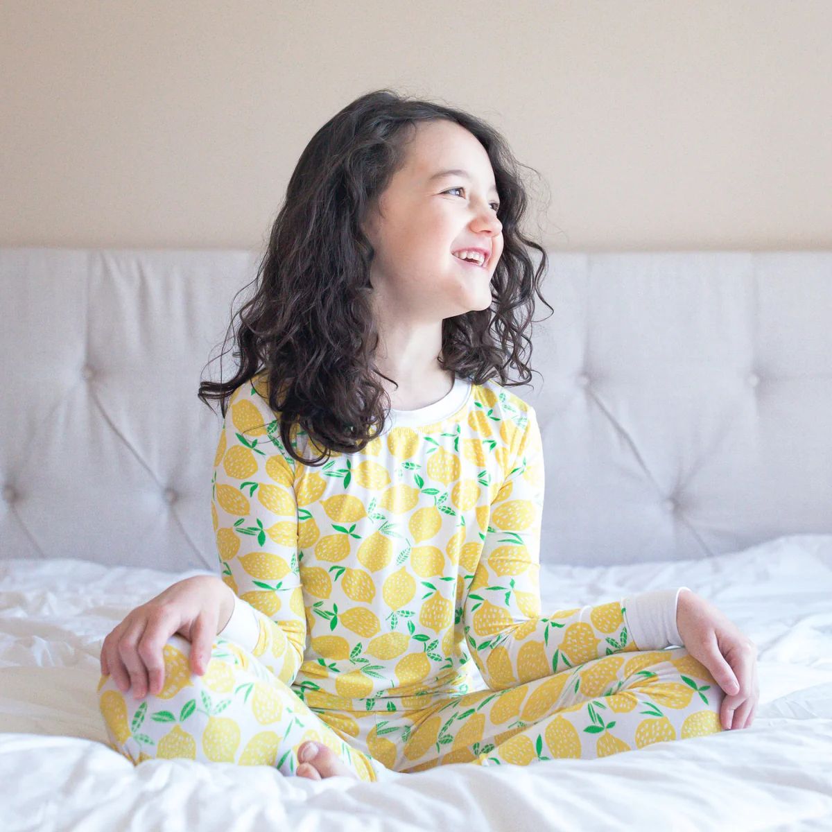Lemons Two-Piece Bamboo Viscose Pajama Set | Little Sleepies