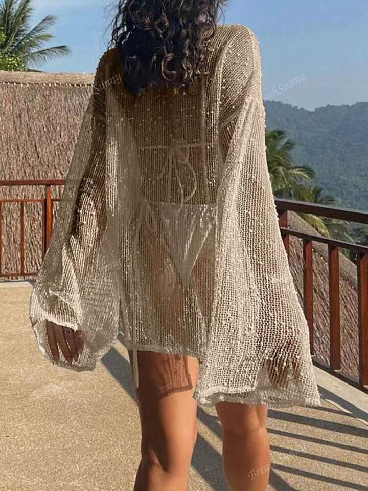 Women's Summer Drop Shoulder Loose Casual Sheer Beach Vacation Outfits Cover Up | SHEIN
