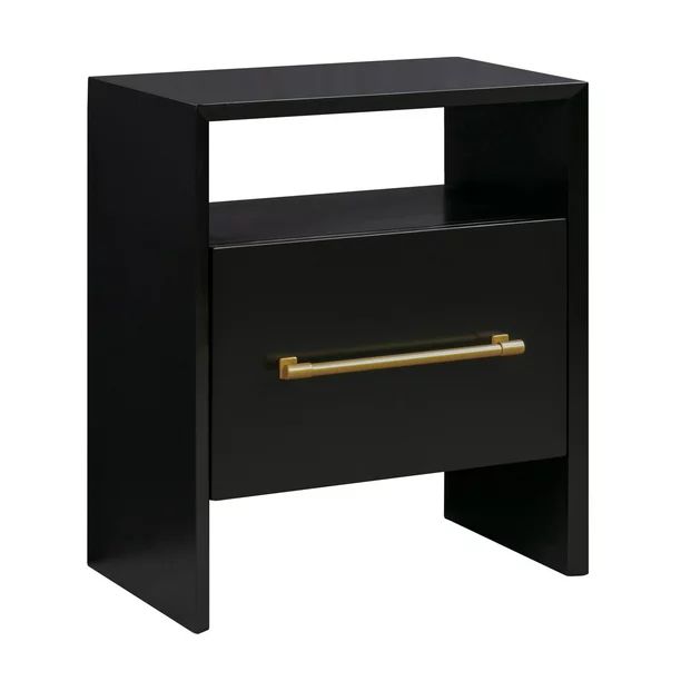 Libre 1 Drawer with Gold Finished Handle Black Nightstand by TOV Furniture - Walmart.com | Walmart (US)