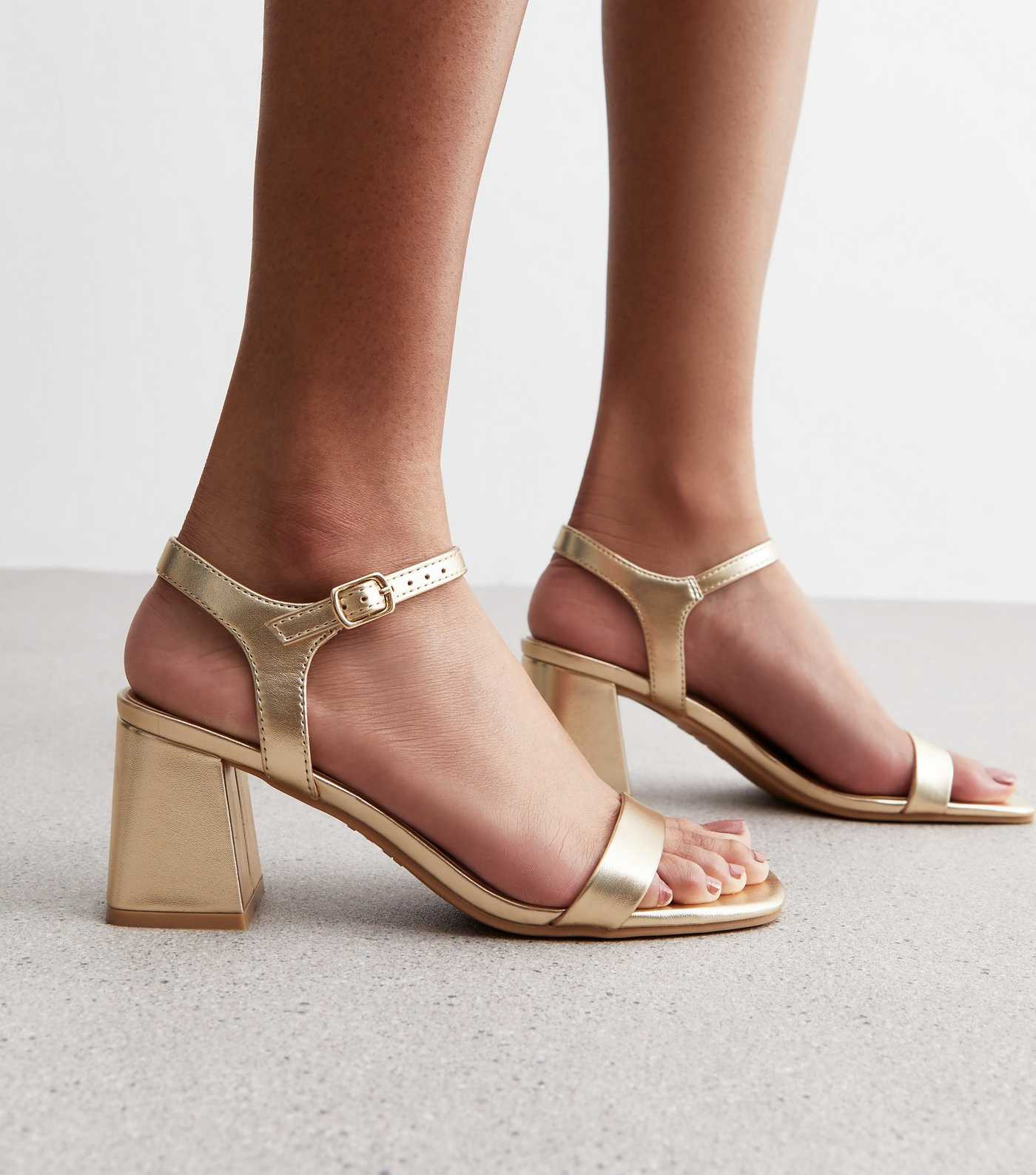 Gold Patent Block Heel Sandals 
						
						Add to Saved Items
						Remove from Saved Items | New Look (UK)