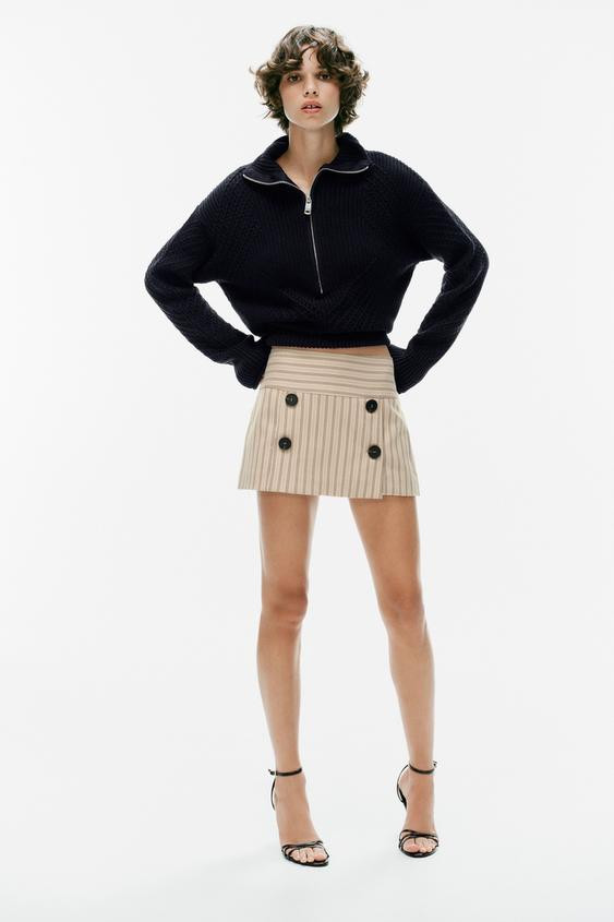 Zara - Button Skort - Light Brown - Xs - Woman | Zara UK