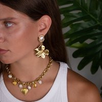 Large Gold Flower Earrings, Statement Stud Bridesmaid Edgy Xl Big Pearl Vintage Style Gift For Her | Etsy (US)