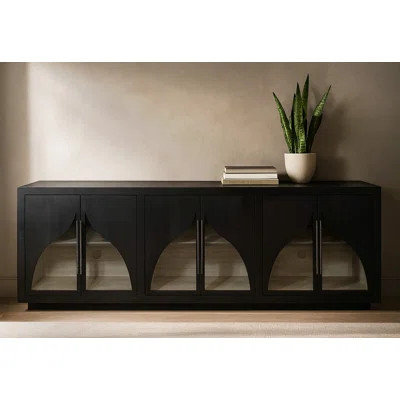 Kate 6-door Solid Wood Sideboard With Oak Wood In A Dark Brown Finish | Wayfair North America