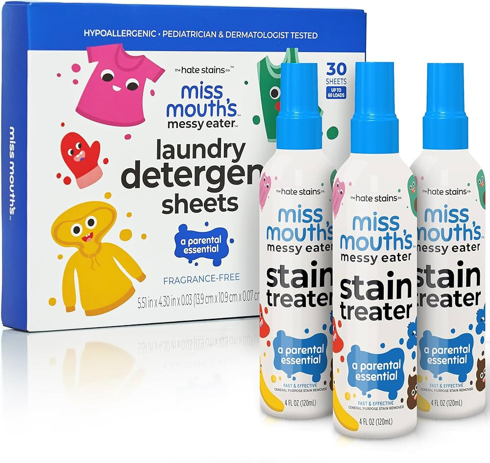 Miss Mouth’s Messy Eater Stain Treater Stain & Suds Duo Pack - 3 Pack Spray and 30 Pack Deterge... | Amazon (US)