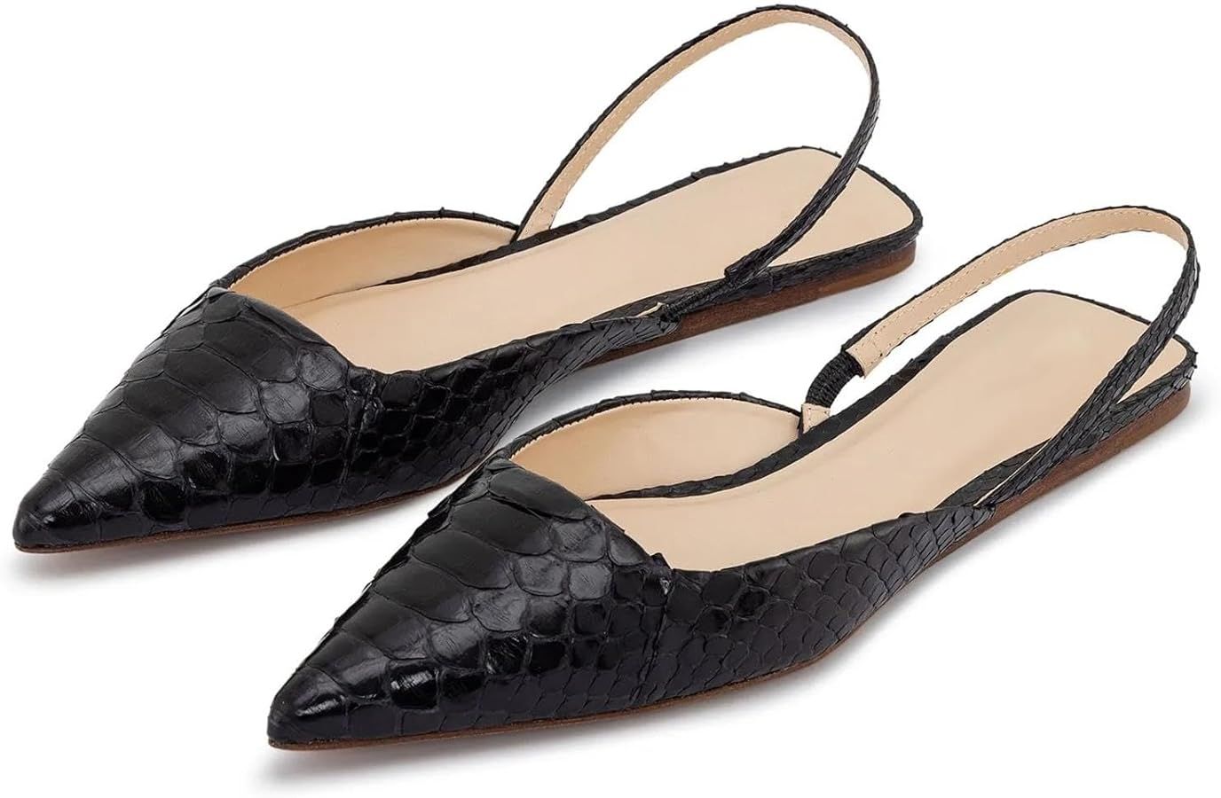DREAMCIA Slingback Flats for Women，Office Shoes for Women，Pointed Toe Flats | Amazon (US)