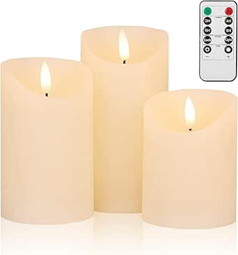 JOIONE Flameless Candles LED Flickering Battery Operated Candles, Real Wax Pillar Electric Candle... | Amazon (US)