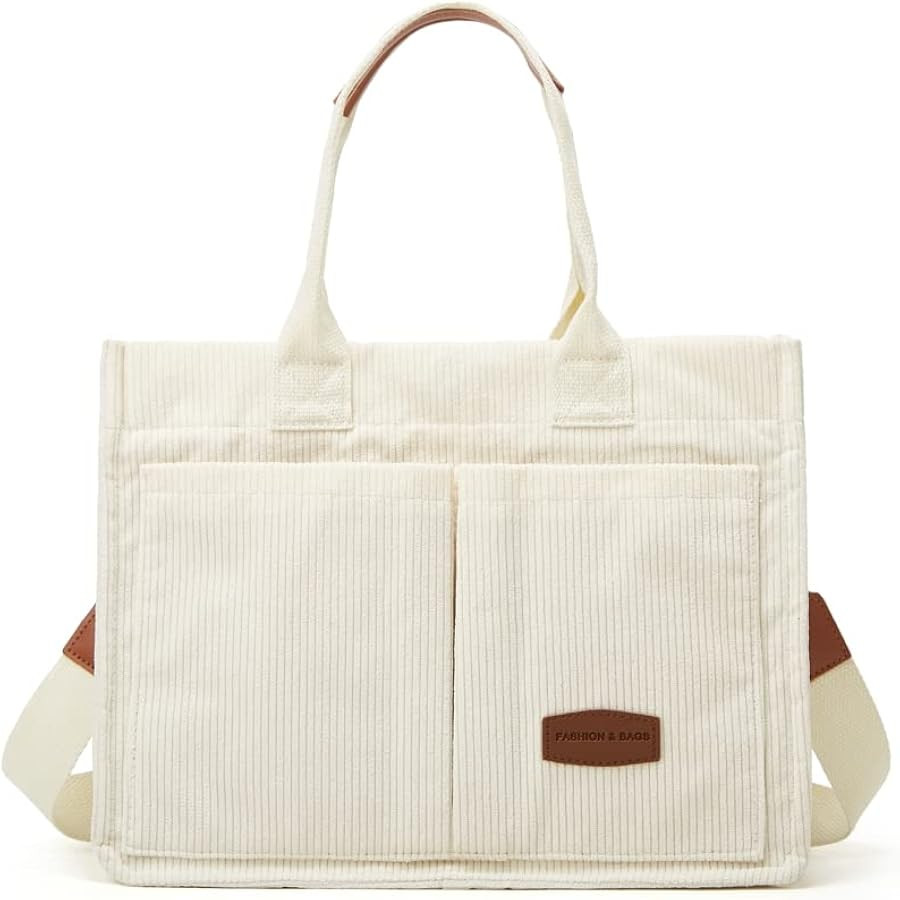 Tote Bag for Women Fashion Corduroy Handbags Casual Hobo Messenger Bag Canvas Shoulder Bag with M... | Amazon (US)