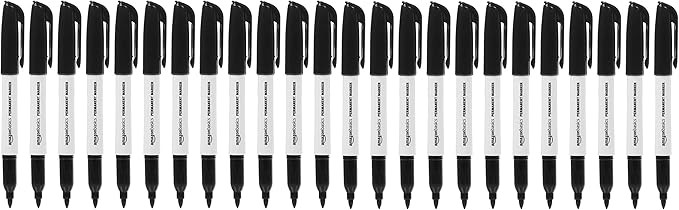 Amazon Basics Fine Point Tip Permanent Markers, Black, 24-Pack | Amazon (US)