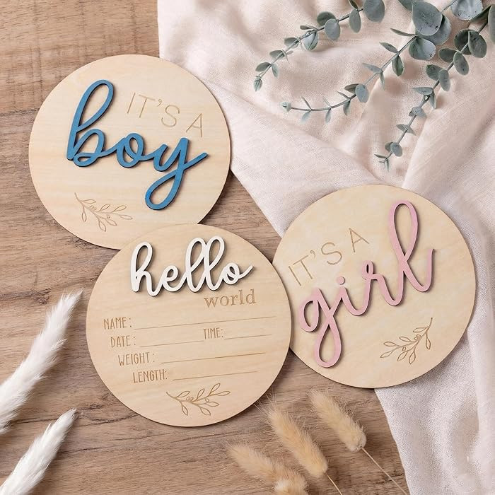 Gender Reveal Sign for Baby Birth: 3Pcs It's A Boy Girl & Hello World Announcement Sign for Hospi... | Amazon (US)