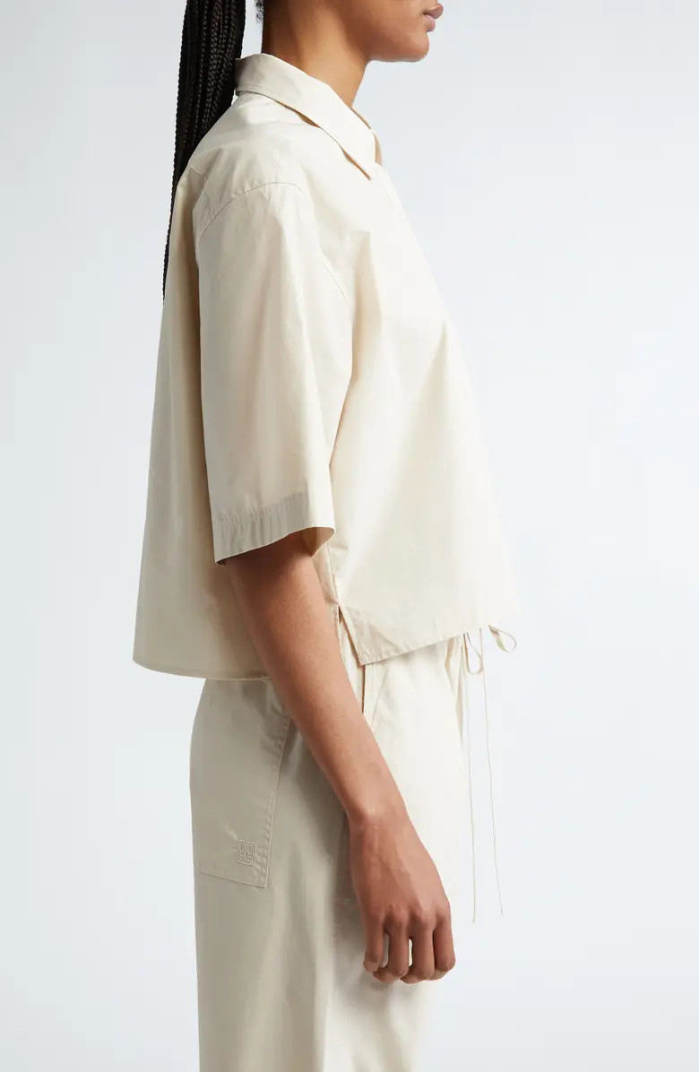 TOTEME Crop Organic Cotton Poplin Button-Up Shirt | Nordstrom | Nordstrom