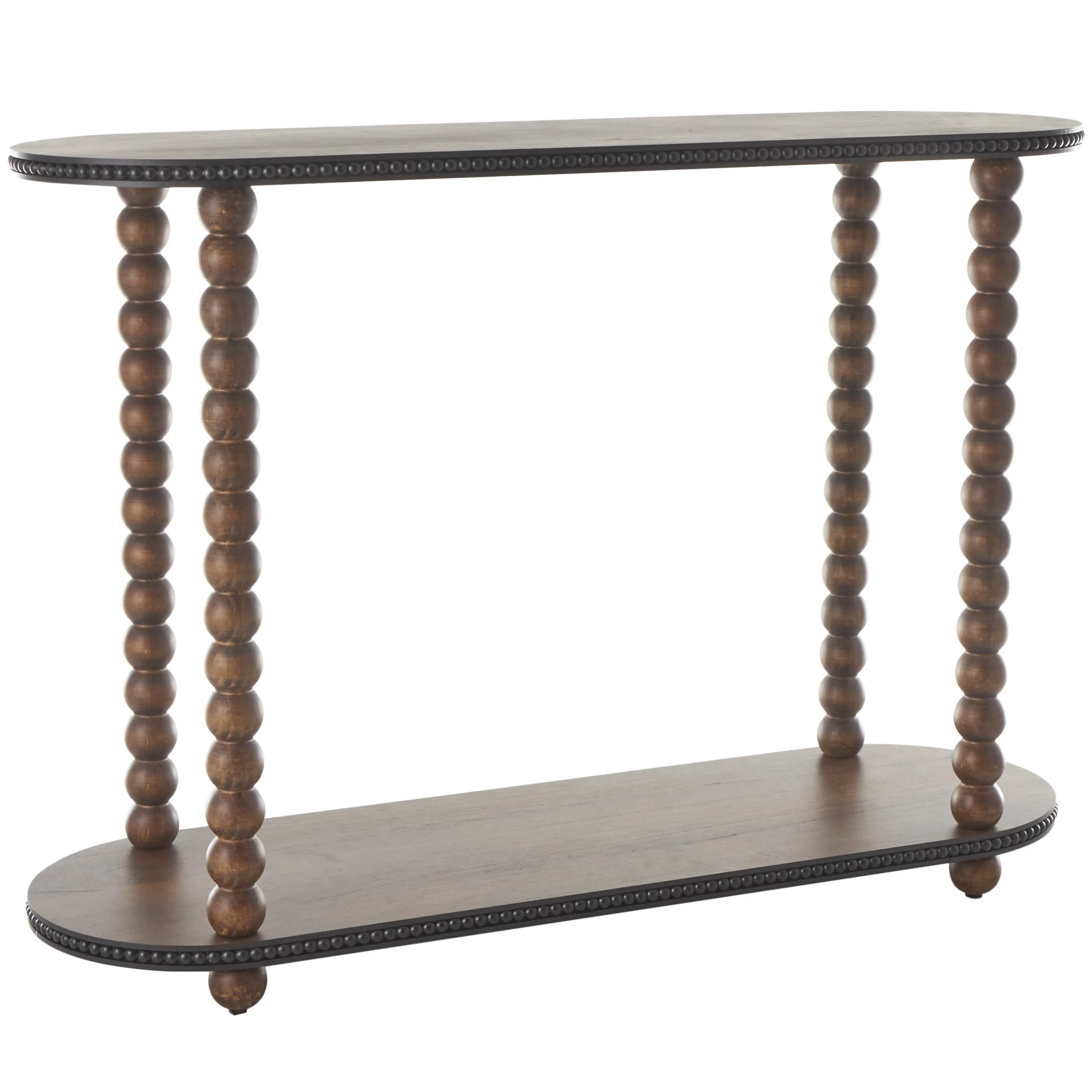 DecMode 47" x 34" Brown Wood Oval Spindle 1 Shelf Console Table with Beaded Edges, 1-Piece | Walmart (US)