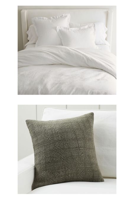Master bedroom refresh. White linens and green pillows. 

#LTKHome #LTKSeasonal #LTKFindsUnder100