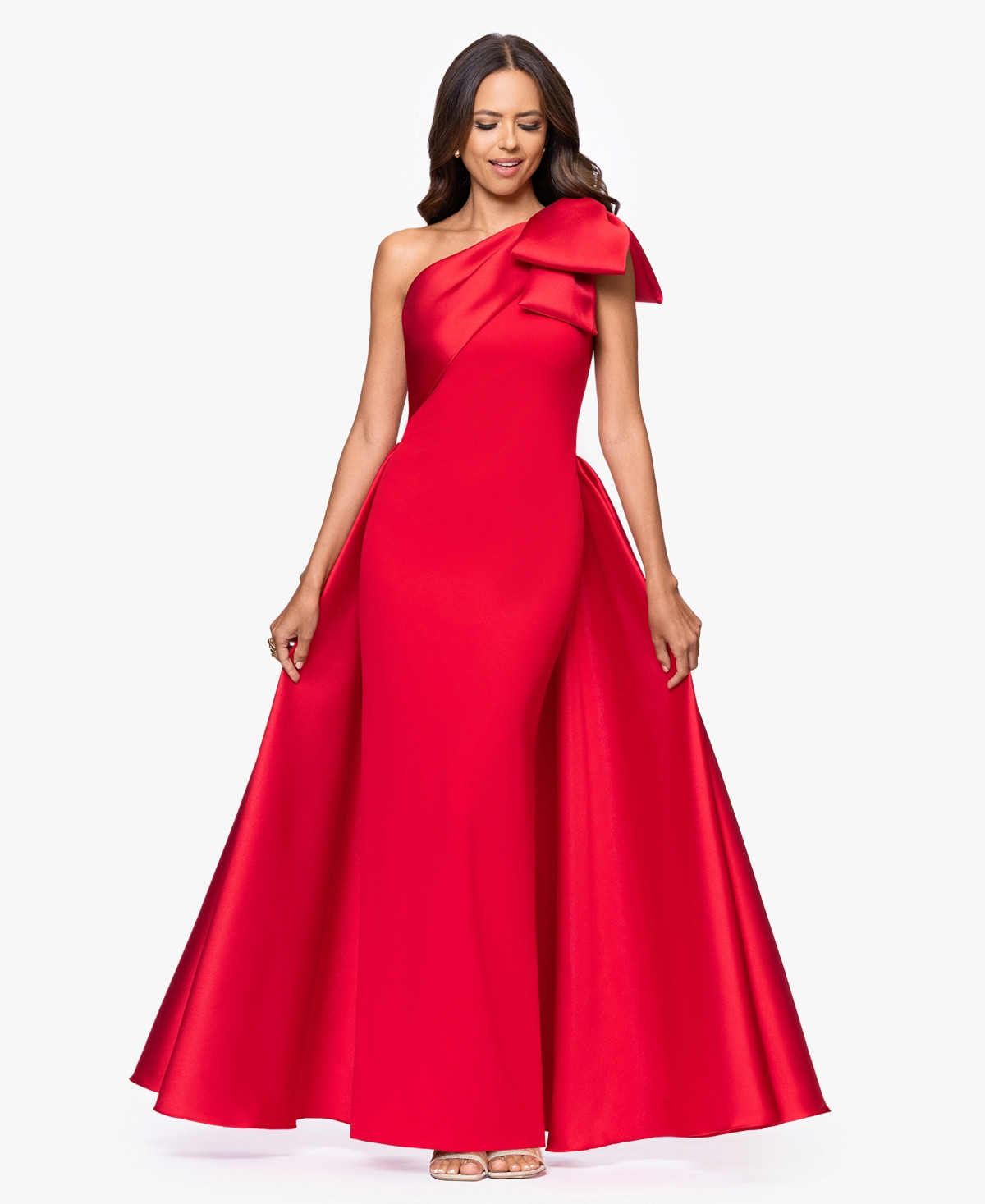 Betsy & Adam Women's One-Shoulder Gown - Red | Macy's