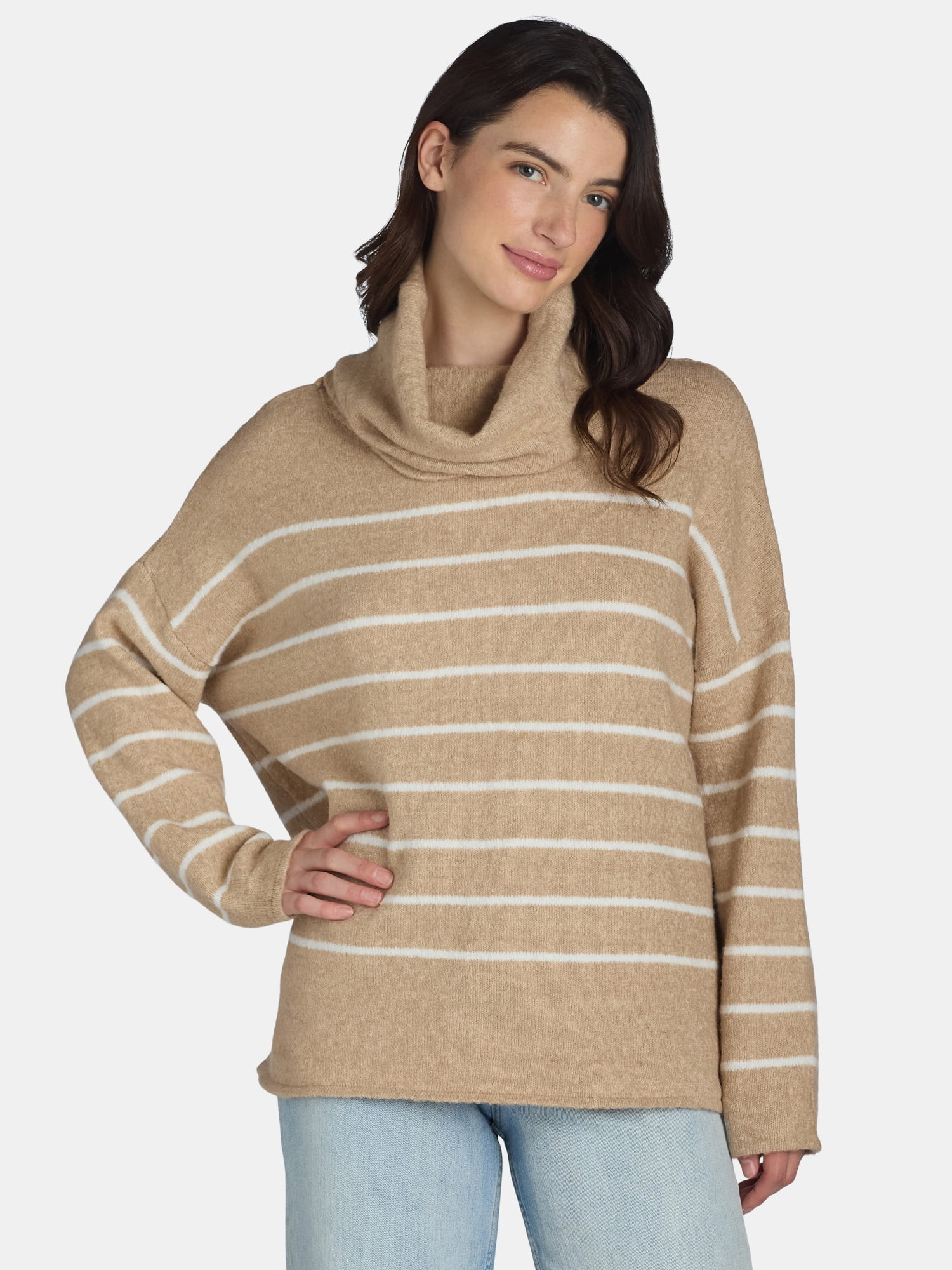 Dreamers by Debut Women’s Cowl Neck Sweater with Long Sleeves, Midweight, Sizes XS-XL | Walmart (US)