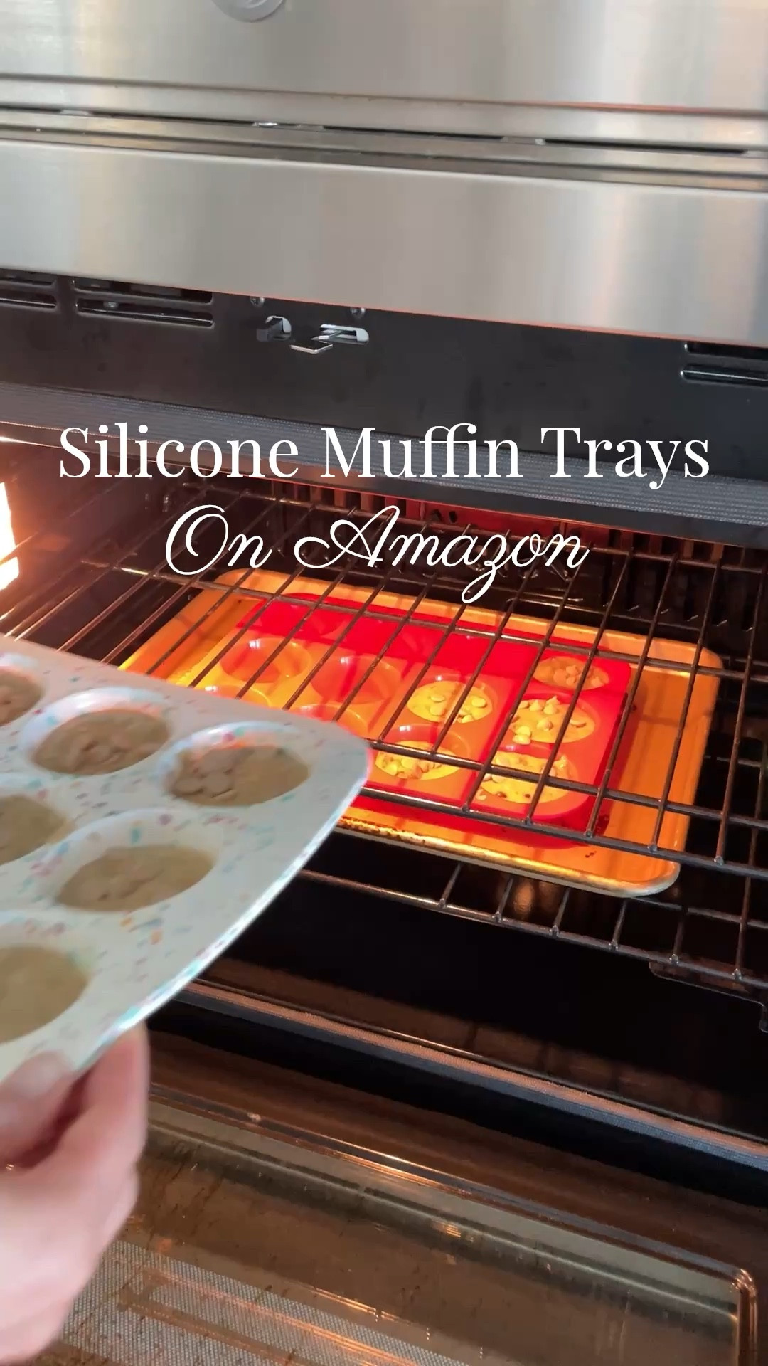 I first discovered silicone baking trays a couple of years ago, and I have been using these ever since! They can go in the dishwasher, you do not need to spray, you don’t have to use muffin papers, they are amazing! I bake muffins in these I make my egg bites in these I just can’t get over how easy they make cooking.

If I was going to invest in a pair, I would definitely consider a tray that has an aluminum support bar like the one in the top of my video here. The original that I bought is on the bottom and because they’re flimsy, you have to place them on a baking tray to support or else you’re going to have a mess everywhere. I’ve linked both styles here!