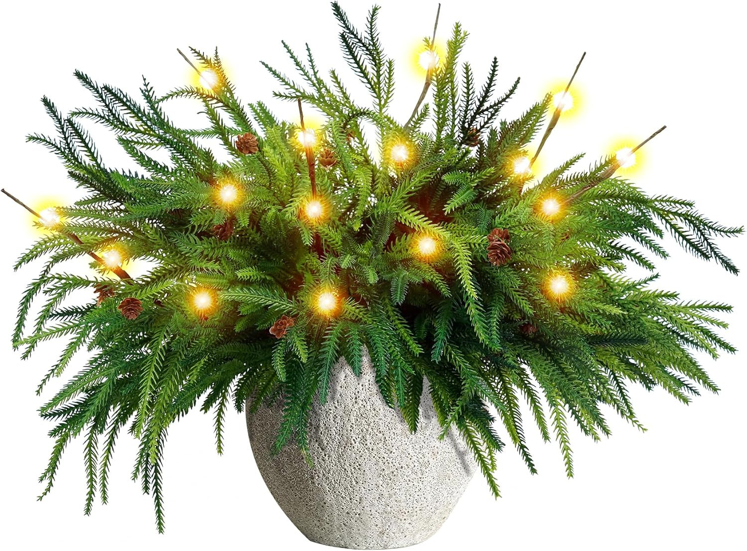 12 Pcs Christmas Norfolk Pine Branches with Branch Lights,17.8" Norfolk Pine Artificial Xmas Bran... | Walmart (US)