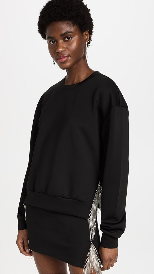 Good American Scuba Crystal Side Slit Crew Sweatshirt | SHOPBOP | Shopbop