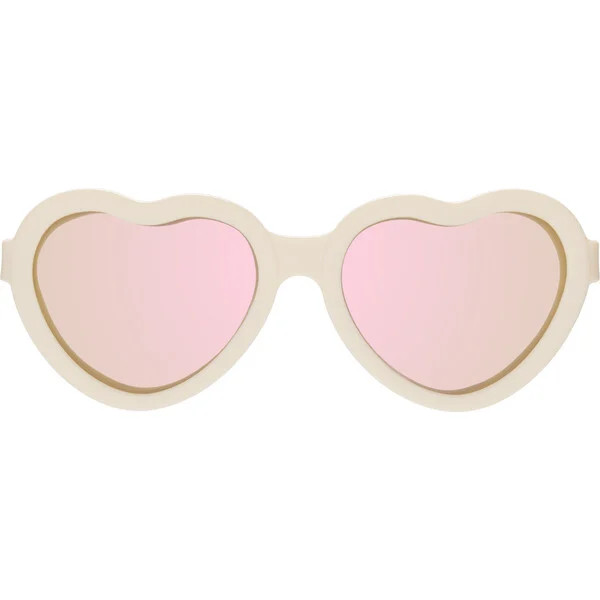 Polarized Heart: Rose Gold Mirrored Lens, Sweet Cream | Maisonette