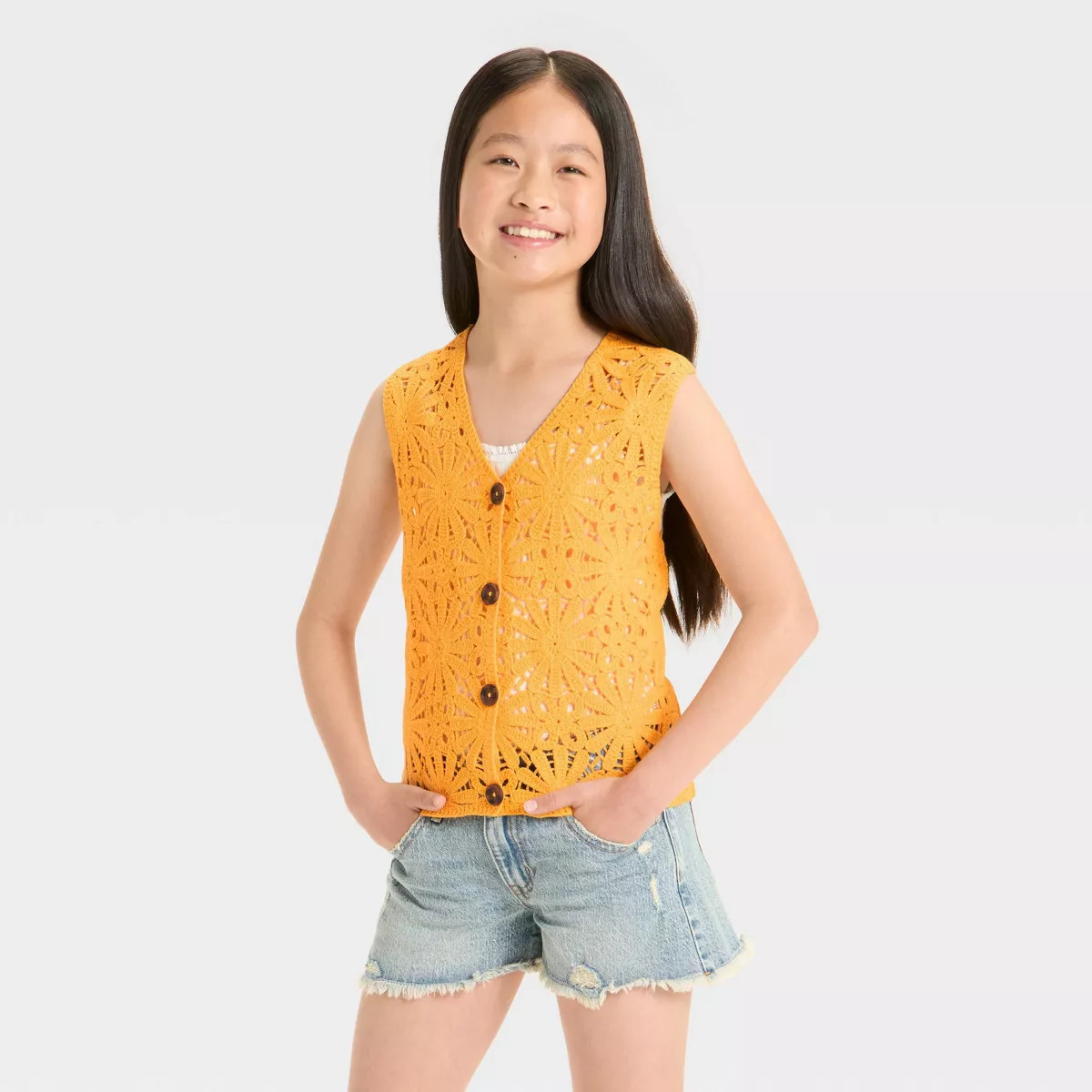Girls' Open Work Sweater Vest - art class™ | Target