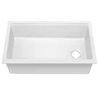 Turino Gloss White Fireclay 33 in. Single Bowl Drop-In/Undermount Workstation Kitchen Sink | The Home Depot