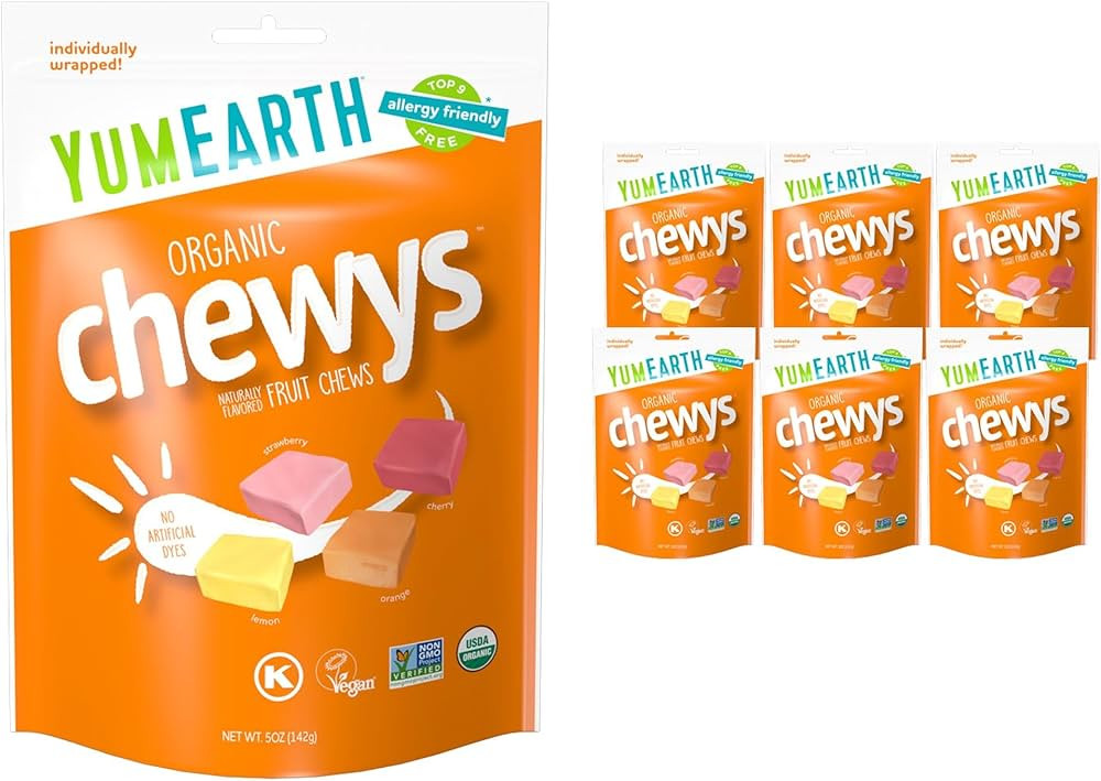 YumEarth Organic Fruit Chews - Fruit Flavored Candy Chews, No Dye, Allergy Friendly, Gluten Free,... | Amazon (US)