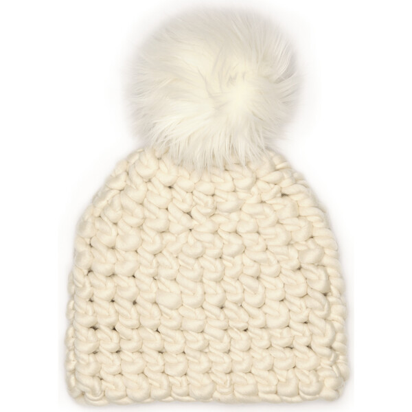 Women's Beanie Pomster, White | Maisonette