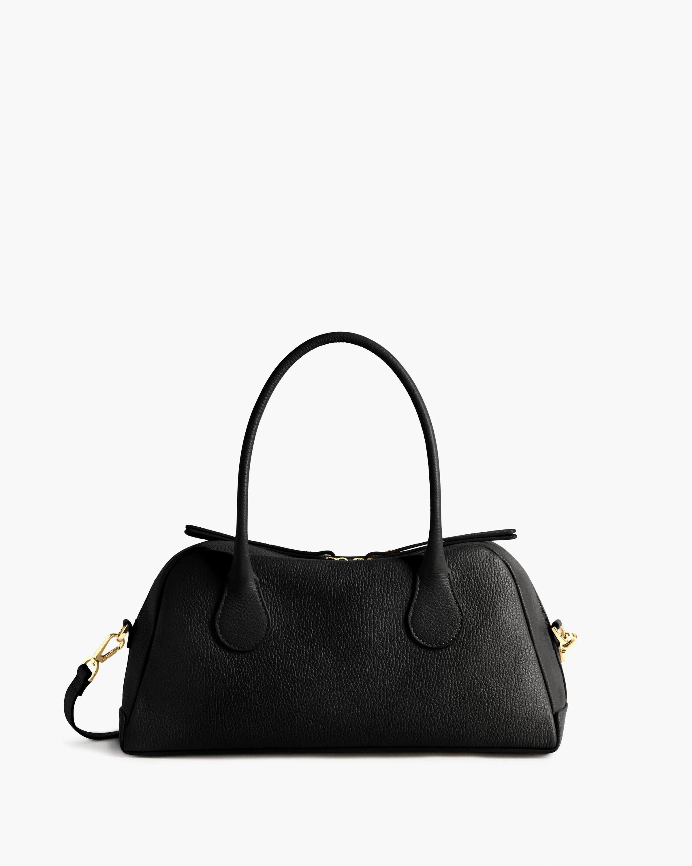 Leia Shoulder Bag Grained Leather Black Bag | Flattered