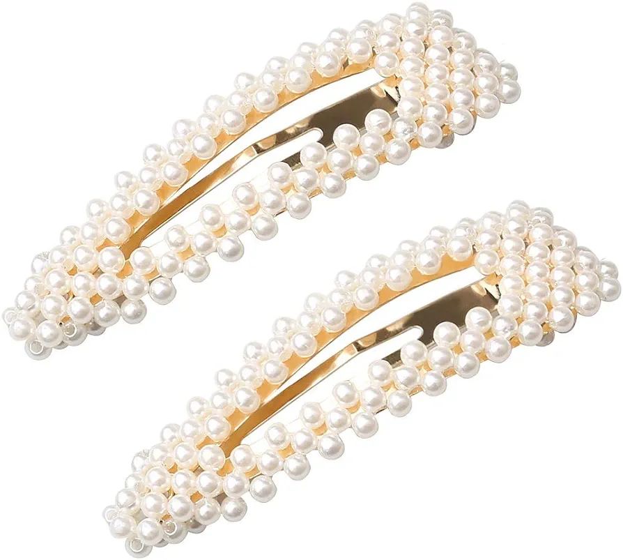 nuoshen 2 Stücke Perle Haarspangen, Künstliche Perle Haarklammer Perle Haarnadeln Haarschmuck f... | Amazon (DE)