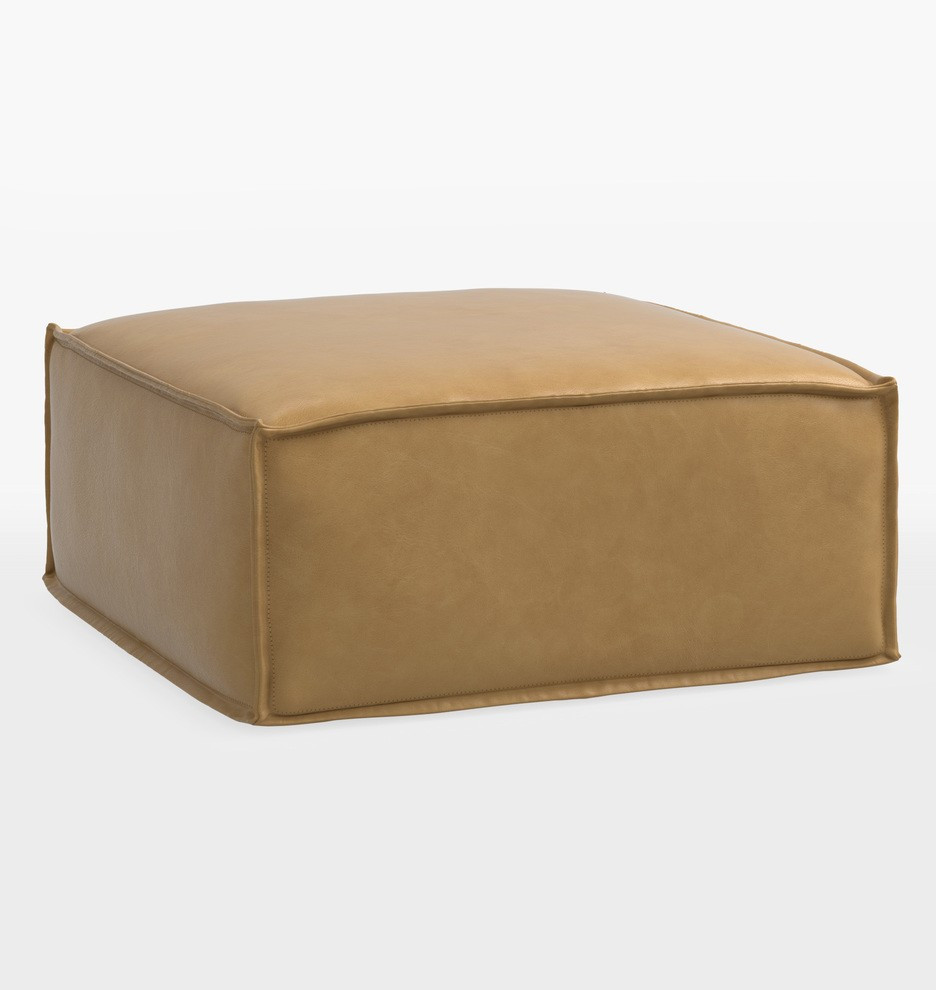 Grant 36" Square Leather Ottoman
 | Rejuvenation | Rejuvenation
