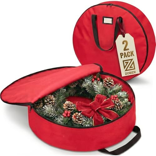 ZOBER 2 Pack Oxford Christmas Wreath Storage Container 30 Inch - Wreath Bag for Artificial Wreath... | Amazon (US)