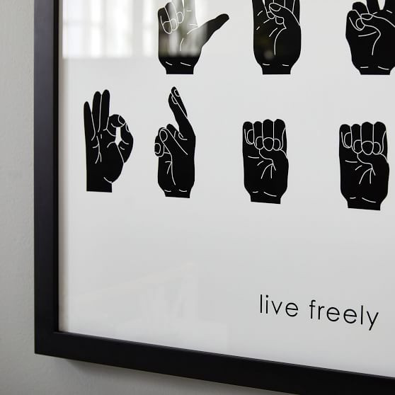 Live Freely Signing Hands Framed Art | Pottery Barn Teen
