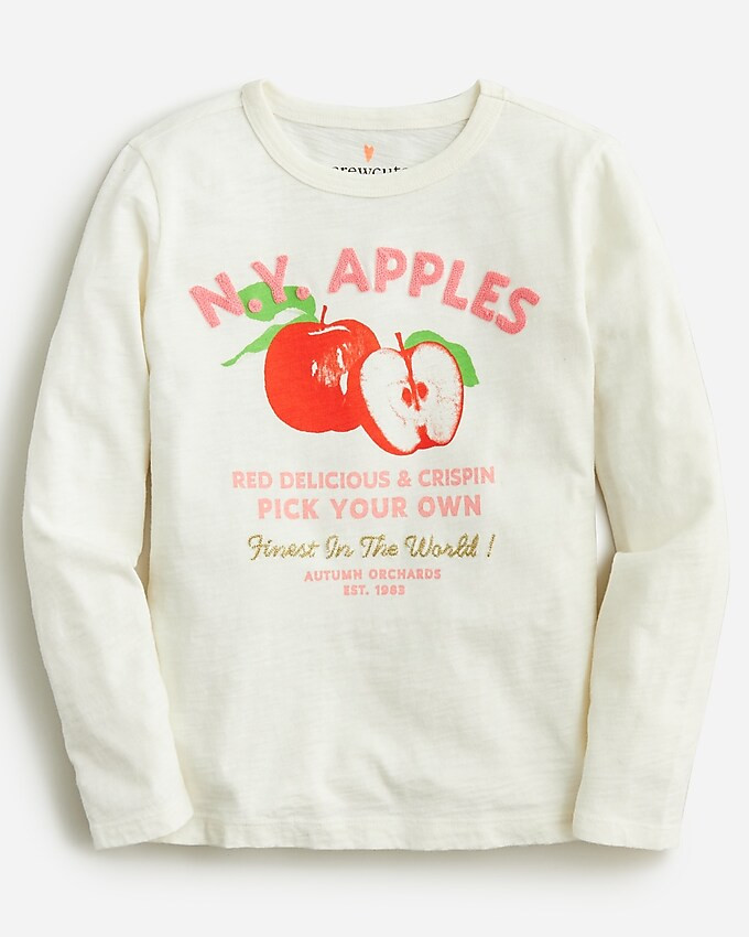 Girls' long-sleeve "N.Y. apples" graphic T-shirt | J. Crew US