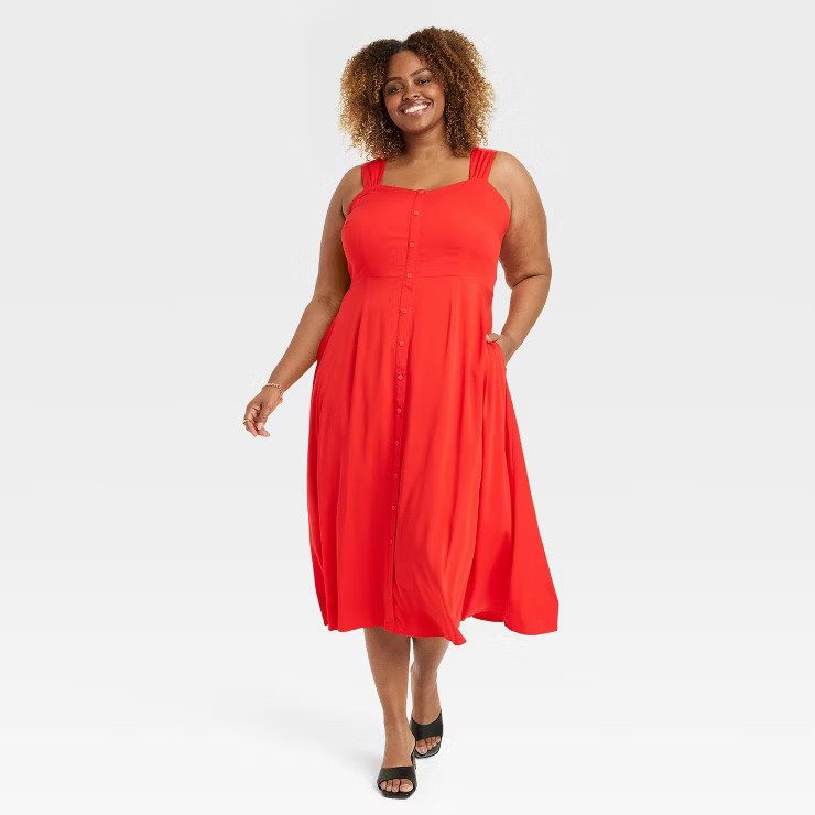 Women's Button-Front Midi Dress - Ava & Viv™ | Target