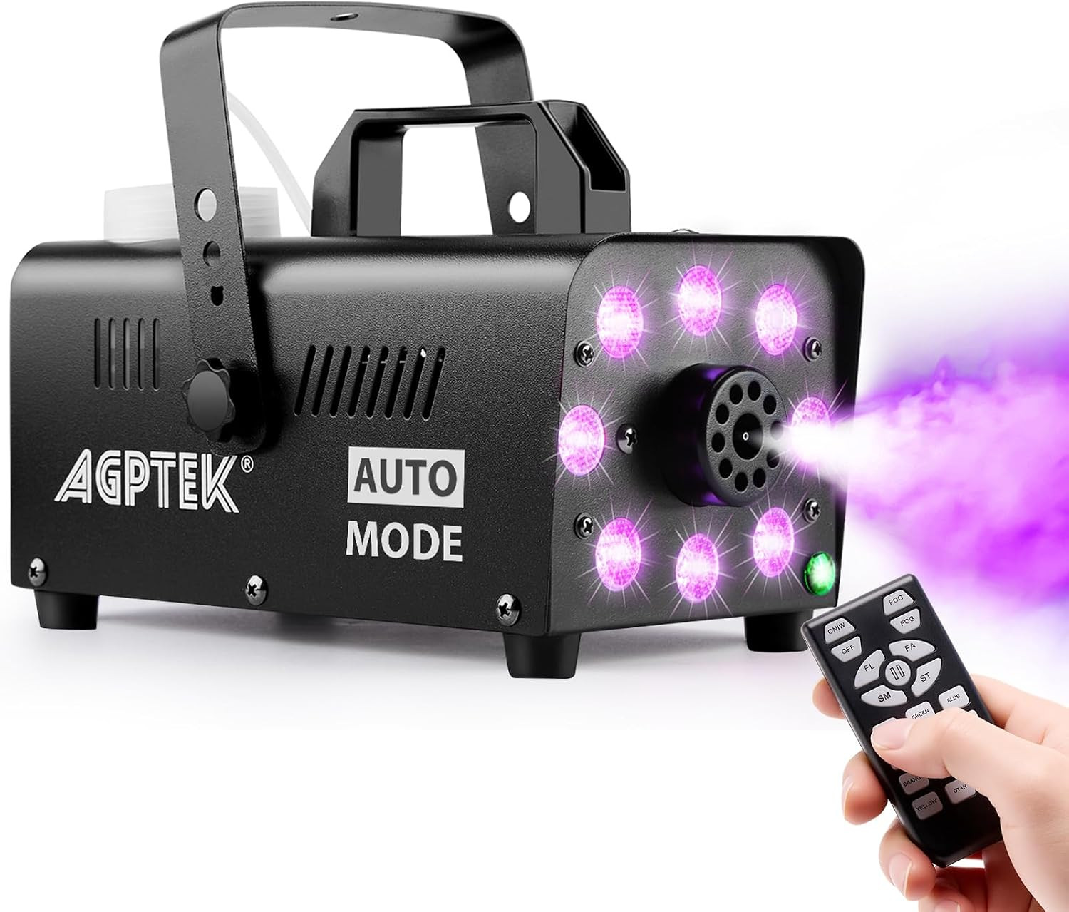 AGPTEK Smoke Machine, Fog Machine with 13 Colorful LED Lights Effect, 500W and 2000CFM Fog with 1 Wired Receiver and 2 Wireless Remote Controls, Perfect for Wedding, Halloween, Party and Stage Effect | Amazon (US)