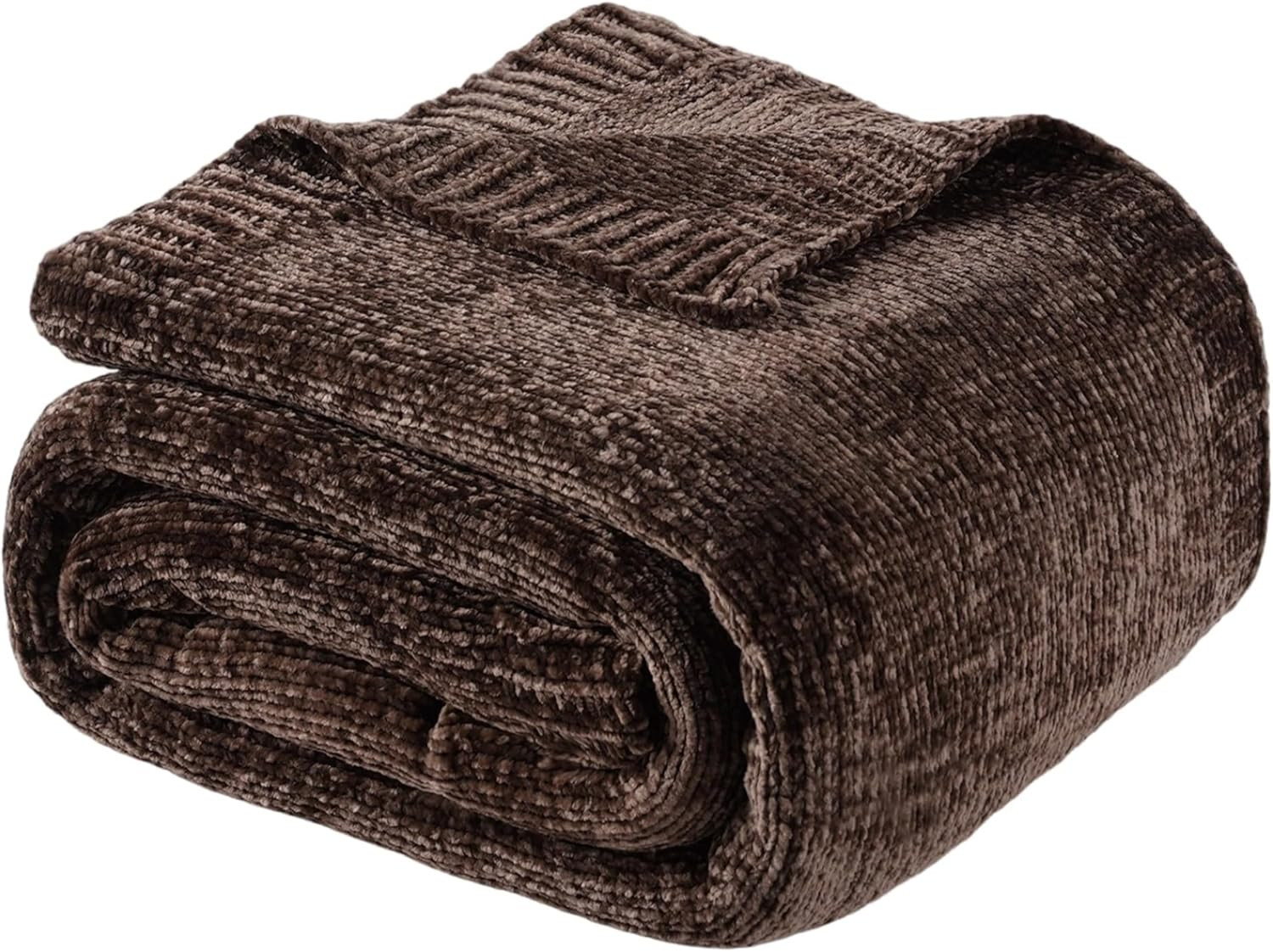 BATTILO HOME Dark Brown Throw Blanket for Couch, Soft Chenille Throw Blankets for Bed, Sofa, Home... | Amazon (US)