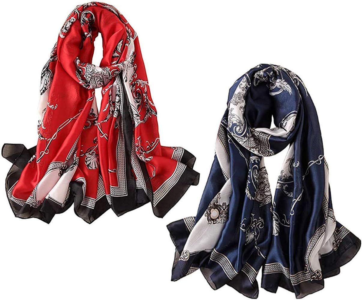 Silk Scarf Mulberry Silk Fashion Scarves Long Lightweight Shawl Wrap … | Amazon (US)
