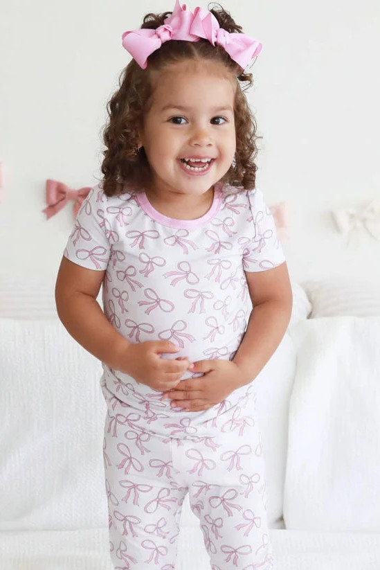 Blushing Bows Two Piece Pajama Set | Caden Lane